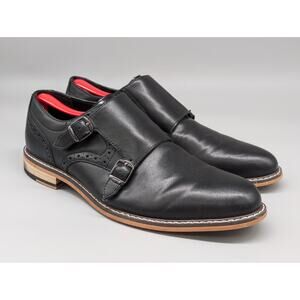 Bar III 3 Jesse Men's Black Leather Double Monk Strap Dress Shoes Size 9M